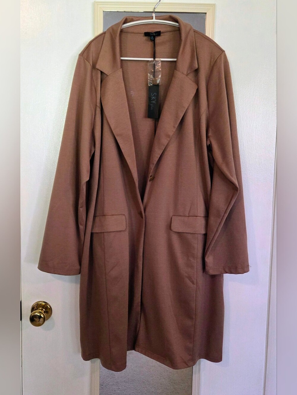 Sky Plus Camel Cardigan Button Front Women's Plus Size 2x